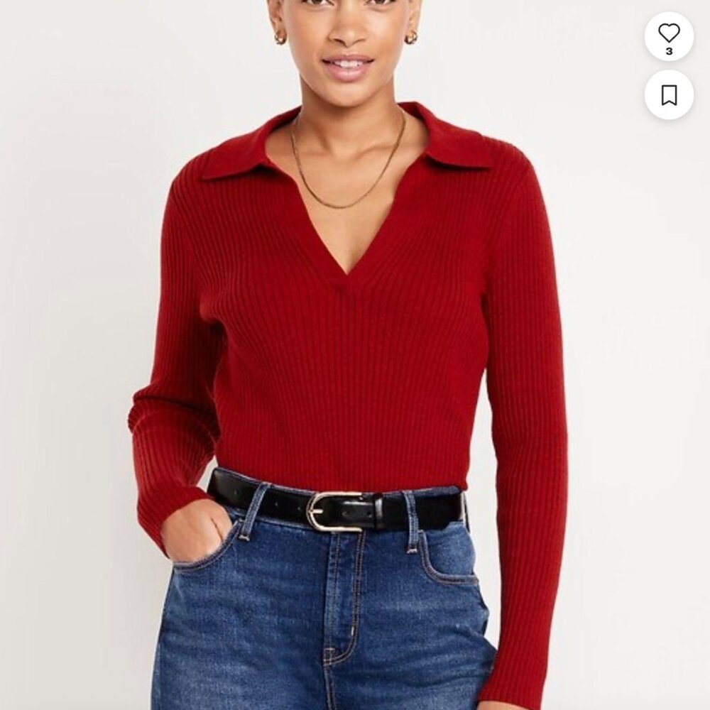 Women's Red and Burgundy Jumper